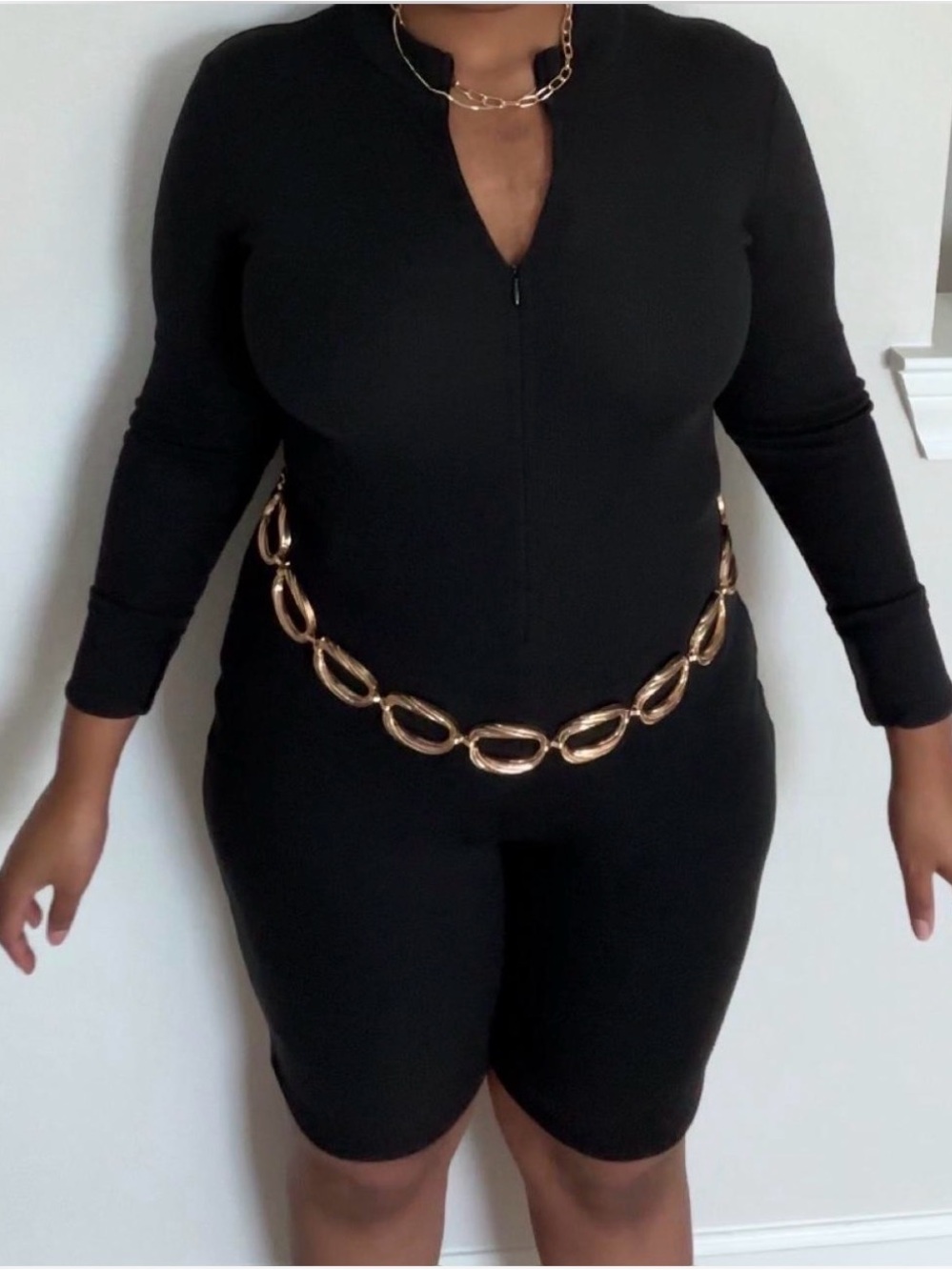 Fashion Nova black long sleeve romper